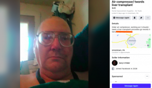 Ofrecía en venta un compresor de aire ya usado , con el objetivo de reunir dinero para su trasplante de hígado. 1 Hombre vende compresor usado de aire - Hombre vende compresor usado de aire