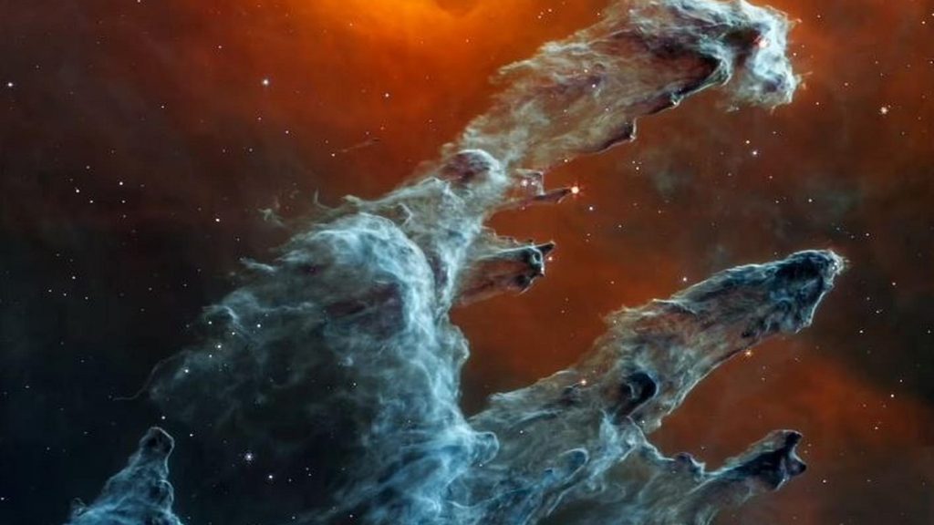 JWST de la NASA captura una nueva y escalofriante vista del polvo de los Pilares de la Creación 1 -