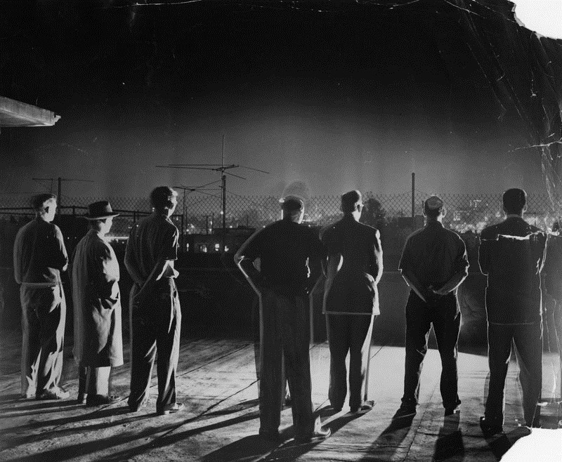 On May 5, 1955, the Herald-Examiner reported that "early risers were a little disappointed this morning when they climbed onto the roof of a downtown Los Angeles building to see the flash of the big atomic explosion in Nevada. Because of a thick layer of clouds between here and there, they saw only a faint flash. The explosion was at 5:10 a.m.".



