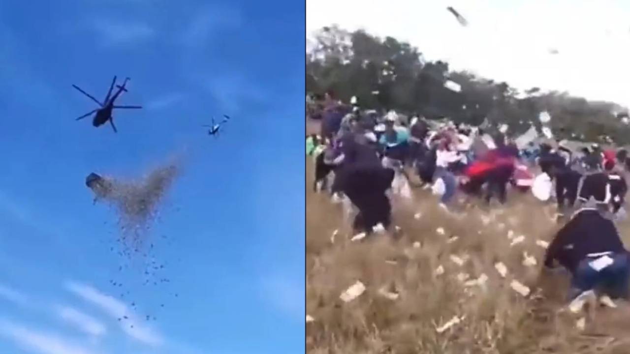 Un influencer lanzó un millón de dólares desde un helicóptero a sus seguidores