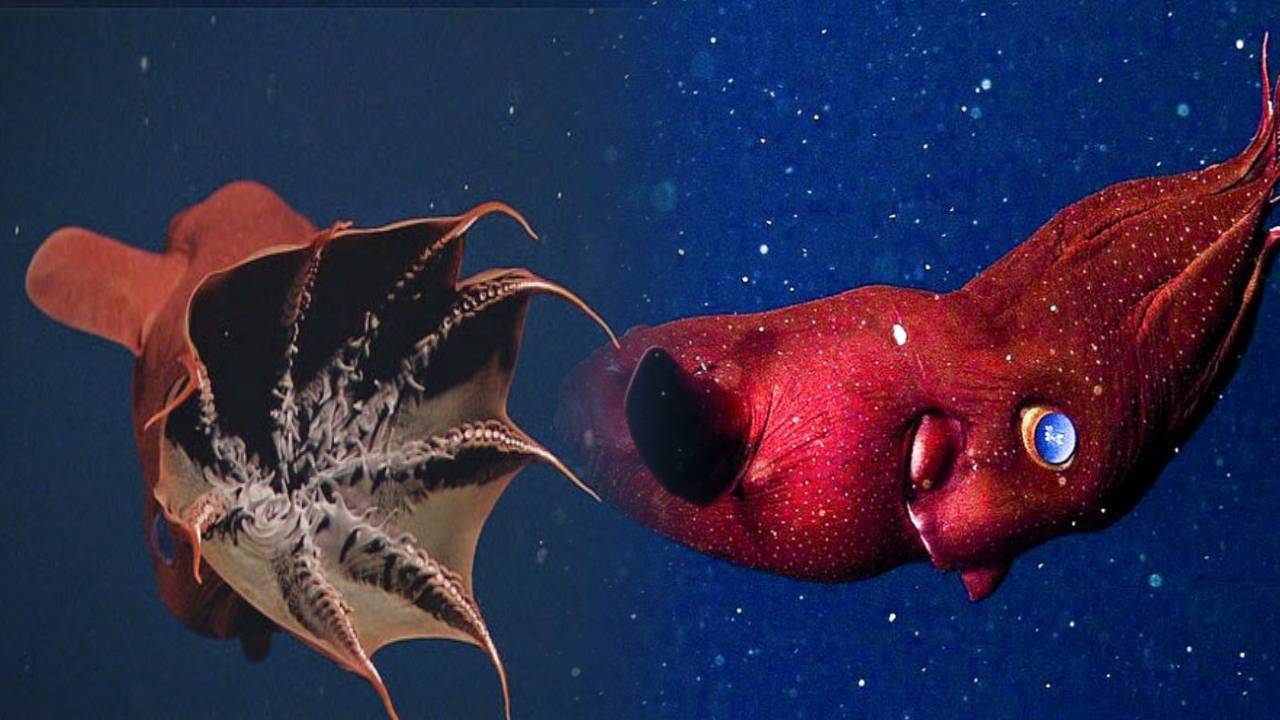 Descubren un espécimen de calamar vampiro jurásico con presas en sus brazos