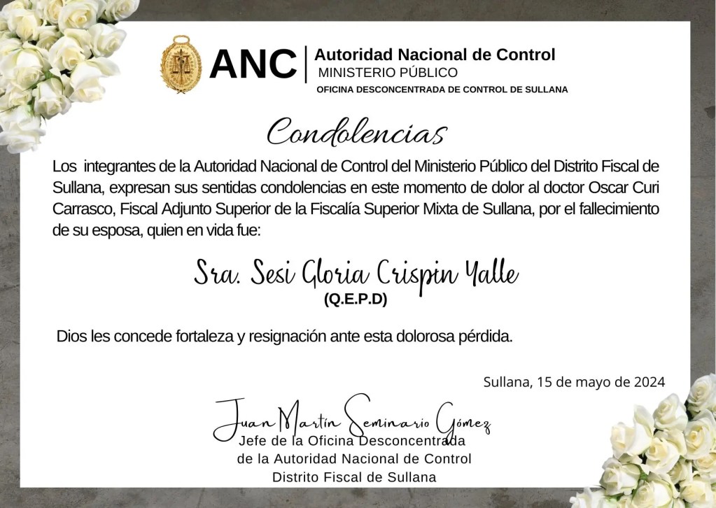 Defuncion de la madre de Oscar Curi