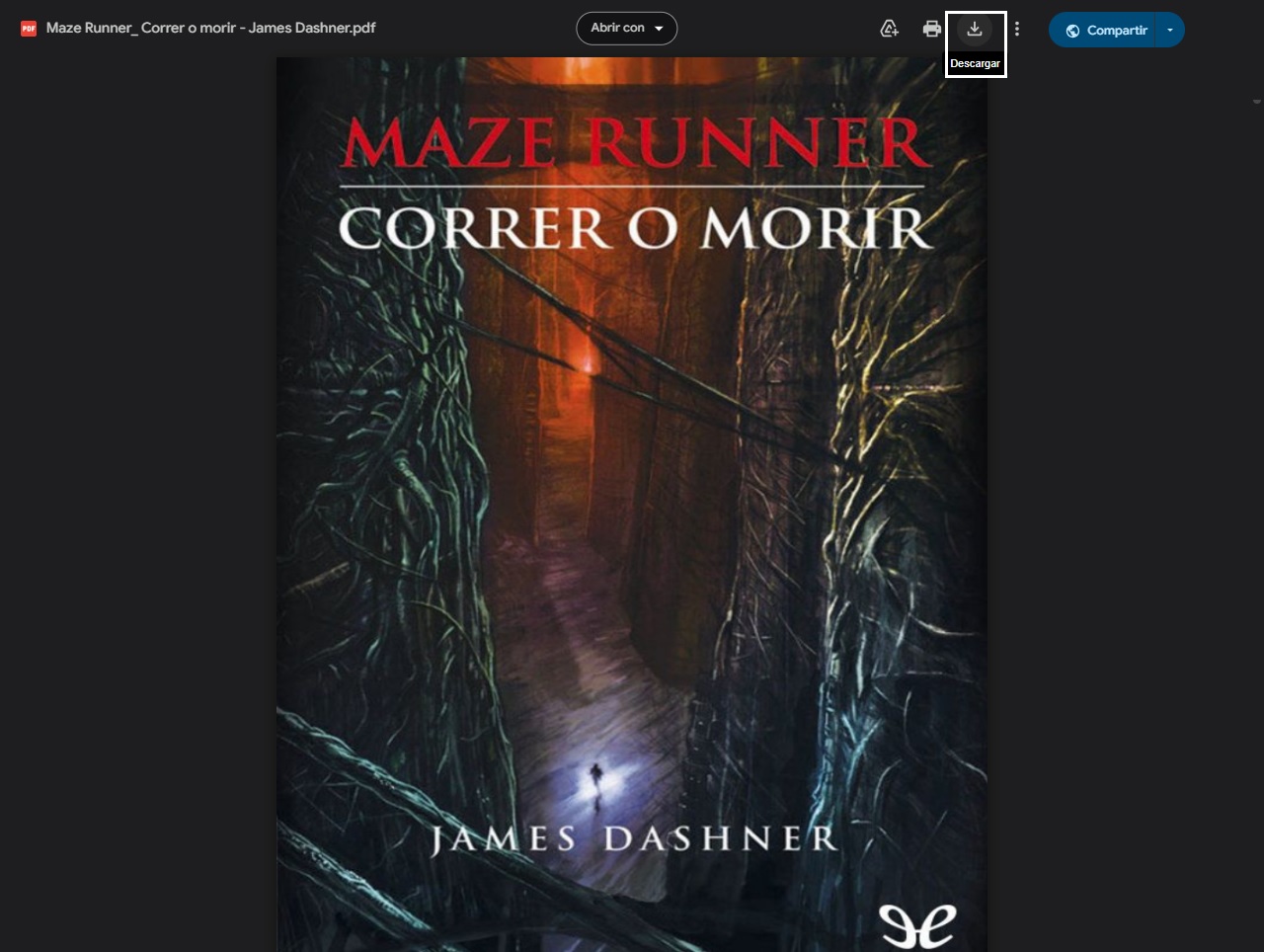 opción de descarga en Google Drive