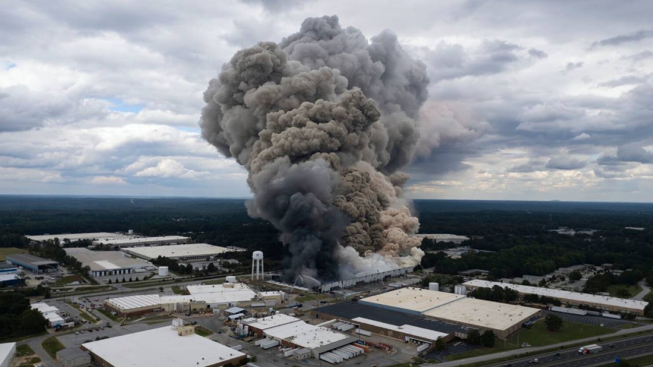 Incendio en planta química de Georgia: evacuaciones y confinamiento ante el peligro latent